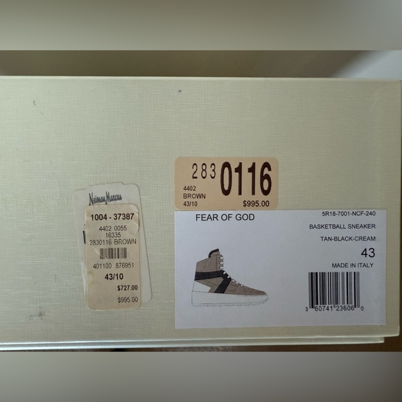 Fear of God men’s EU size 43, US size 10. tan black cream basketball sneaker - Picture 8 of 8